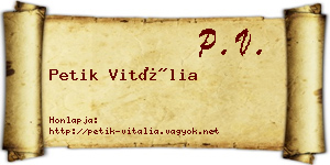 Petik Vitália névjegykártya